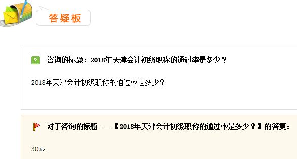 2018天津初級會計職稱考試合格率是多少？