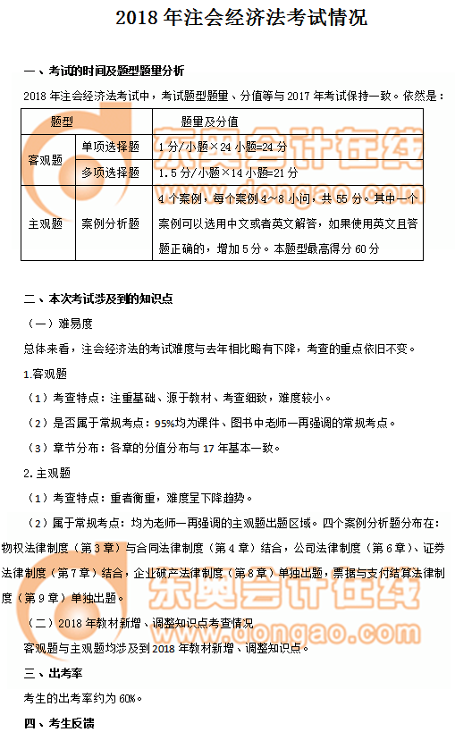 cpa經(jīng)濟(jì)法考情分析 cpa經(jīng)濟(jì)法考情分析