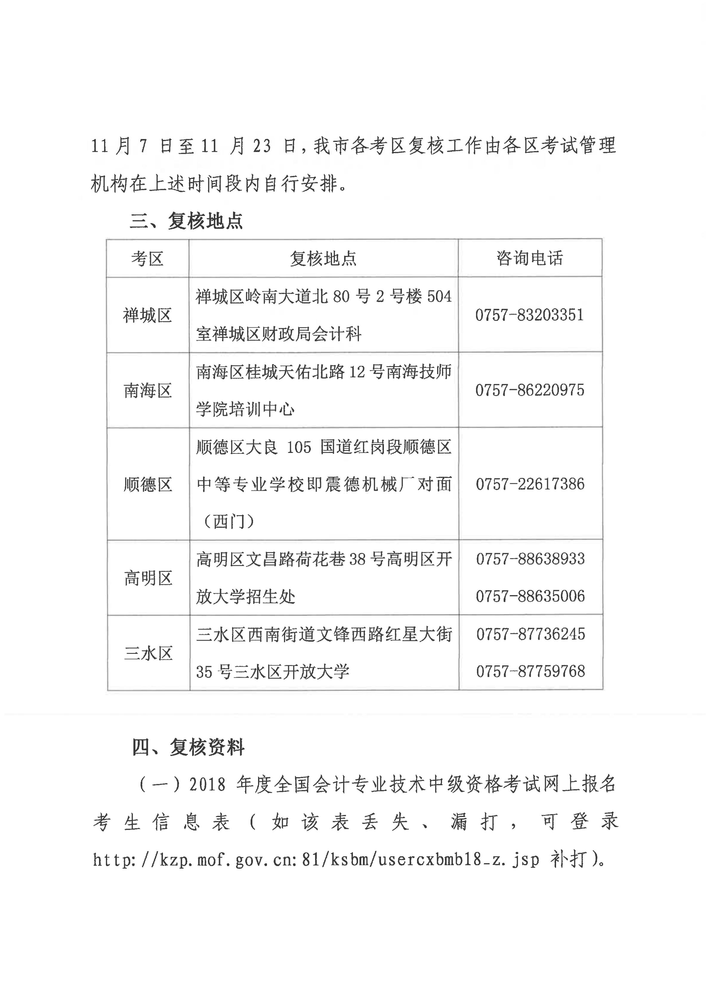 佛山2018中級會計資格審核地點