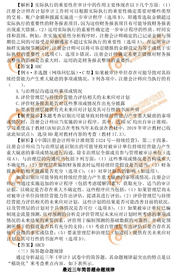 2019年注會《審計》命題規(guī)律總結(jié)