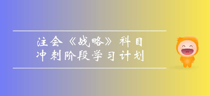 2019年注會(huì)《戰(zhàn)略》沖刺階段學(xué)習(xí)計(jì)劃
