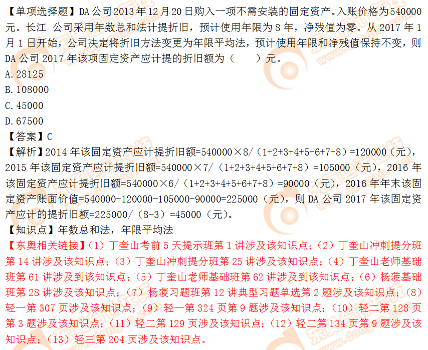 2018年稅務(wù)師《財務(wù)與會計》單選題:年數(shù)總和法 2018年稅務(wù)師《財務(wù)與會計》單選題:年數(shù)總和法