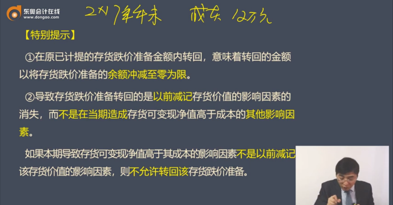 存貨跌價準(zhǔn)備的轉(zhuǎn)回特別提示