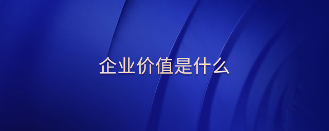 企業(yè)價(jià)值是什么