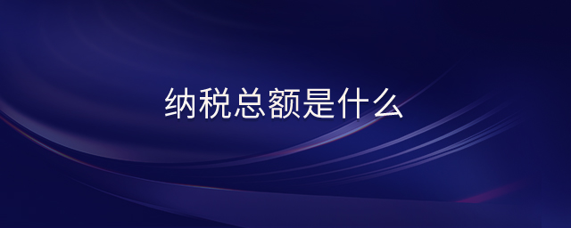 納稅總額是什么 納稅總額是什么