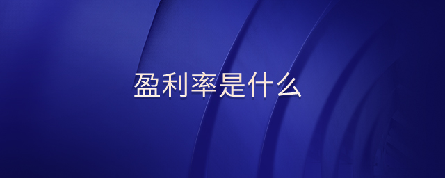 盈利率是什么 盈利率是什么