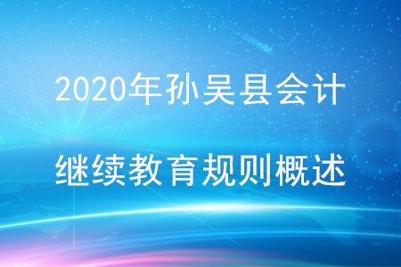 2020年黑龍江省孫吳縣會(huì)計(jì)繼續(xù)教育規(guī)則概述 2020年黑龍江省孫吳縣會(huì)計(jì)繼續(xù)教育規(guī)則概述
