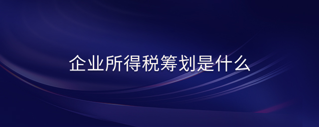 企業(yè)所得稅籌劃是什么