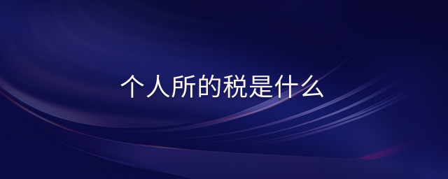 個(gè)人所的稅是什么