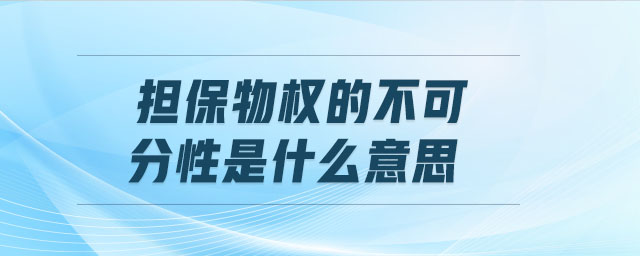 擔保物權的不可分性是什么意思