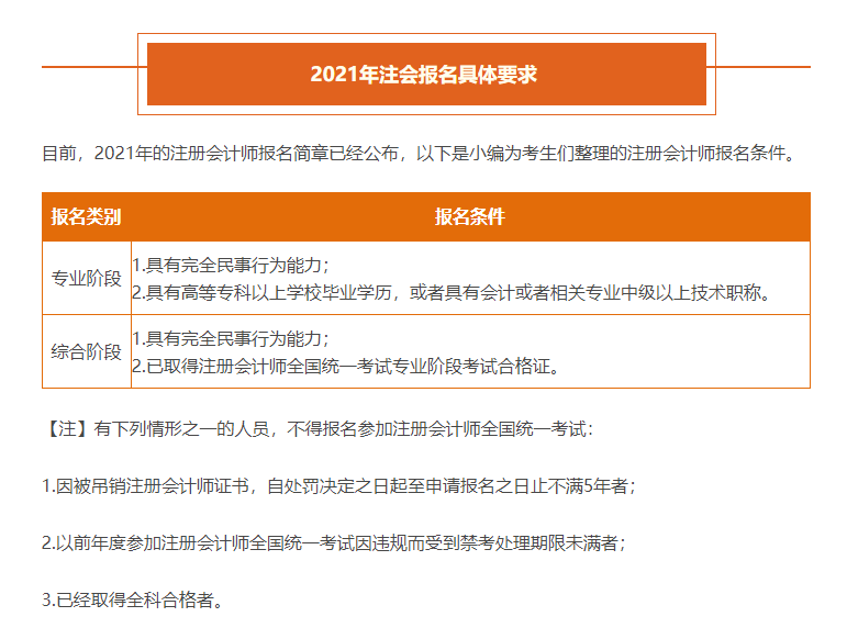 2021年注冊會計師報名條件