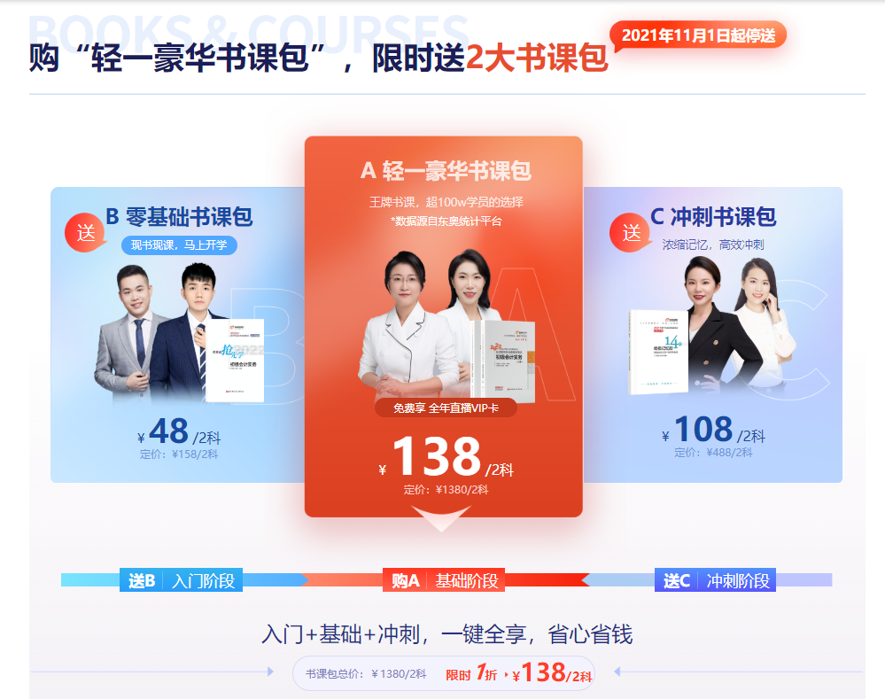 購“輕一豪華書課包”，限時送2大書課包