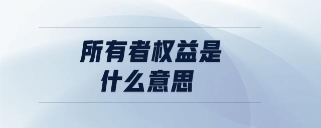所有者權益是什么意思 所有者權益是什么意思
