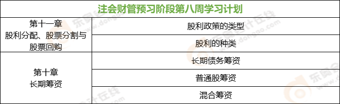 注會(huì)財(cái)管預(yù)習(xí)階段第八周學(xué)習(xí)計(jì)劃