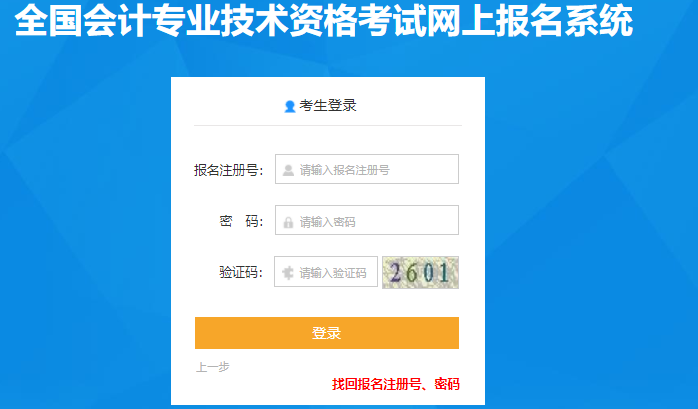 輸入報(bào)名注冊(cè)號(hào)、密碼及驗(yàn)證碼