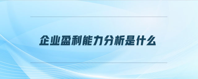 企業(yè)盈利能力分析是什么 企業(yè)盈利能力分析是什么