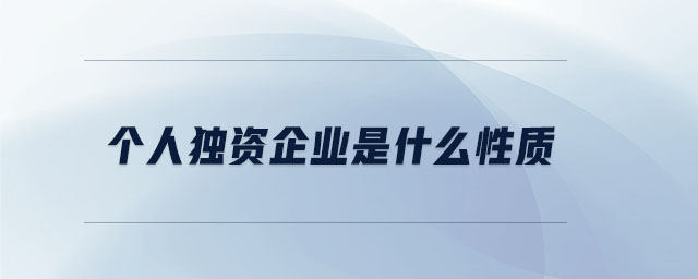 個(gè)人獨(dú)資企業(yè)是什么性質(zhì)