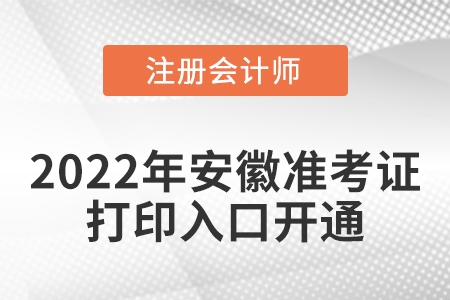 2022年安徽省阜陽注冊會計師考試準考證打印入口已開通！