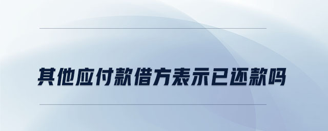 其他應(yīng)付款借方表示已還款嗎 其他應(yīng)付款借方表示已還款嗎