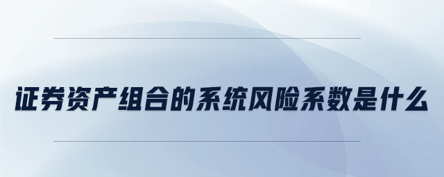證券資產(chǎn)組合的系統(tǒng)風險系數(shù)是什么 證券資產(chǎn)組合的系統(tǒng)風險系數(shù)是什么