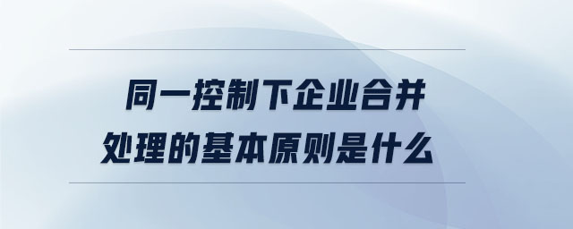 同一控制下企業(yè)合并處理的基本原則是什么 同一控制下企業(yè)合并處理的基本原則是什么