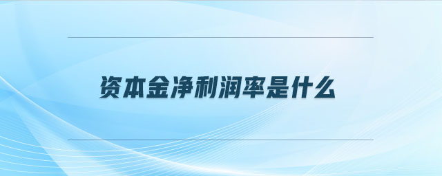 資本金凈利潤率是什么 資本金凈利潤率是什么