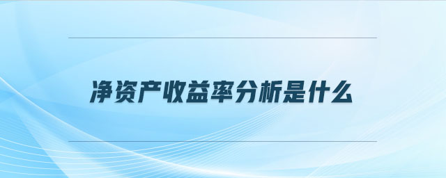 凈資產(chǎn)收益率分析是什么 凈資產(chǎn)收益率分析是什么