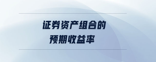 證券資產(chǎn)組合的預(yù)期收益率 證券資產(chǎn)組合的預(yù)期收益率