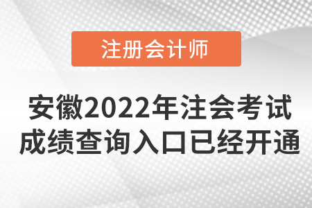 安徽省巢湖2022年注冊(cè)會(huì)計(jì)師考試成績查詢?nèi)肟谝验_通！