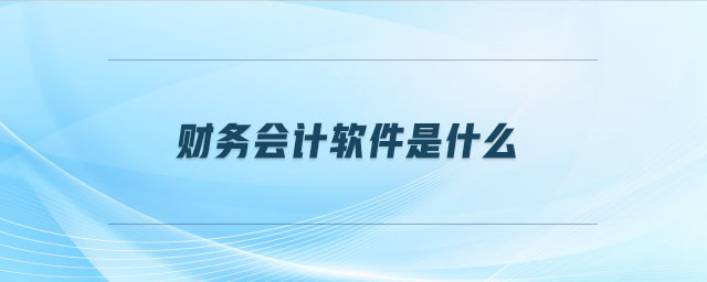 財務(wù)會計軟件是什么