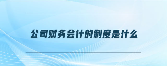公司財務會計的制度是什么 公司財務會計的制度是什么