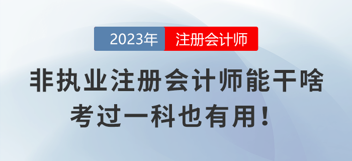 非執(zhí)業(yè)注冊(cè)會(huì)計(jì)師都能干些啥？考過(guò)一科也有用！