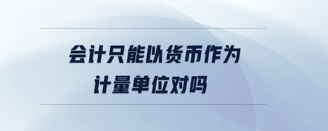 會計只能以貨幣作為計量單位對嗎 會計只能以貨幣作為計量單位對嗎