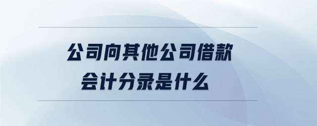 公司向其他公司借款會(huì)計(jì)分錄是什么 公司向其他公司借款會(huì)計(jì)分錄是什么