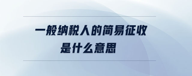 一般納稅人的簡易征收是什么意思