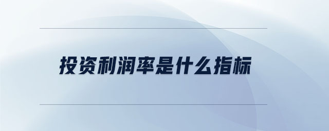 投資利潤率是什么指標