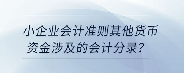 小企業(yè)會計準(zhǔn)則其他貨幣資金涉及到哪些會計分錄？