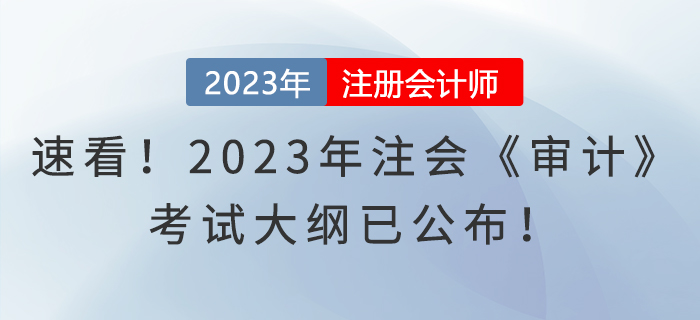 速看！2023年注會《審計》考試大綱已公布！