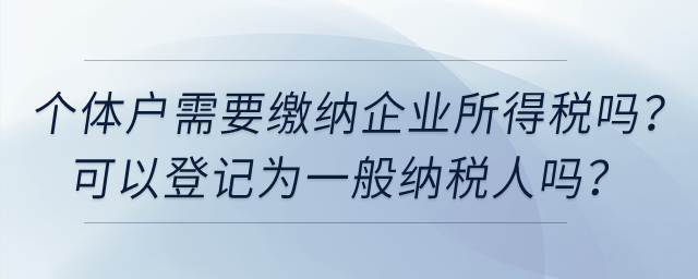 個(gè)體工商戶需要繳納企業(yè)所得稅嗎？可以登記為一般納稅人嗎？