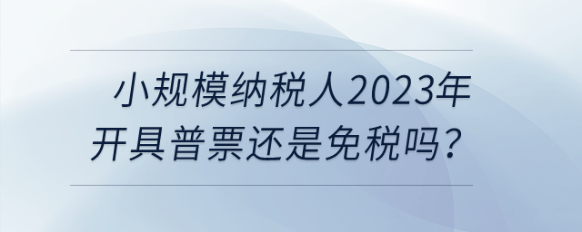 小規(guī)模納稅人2023年開具普票還是免稅嗎？