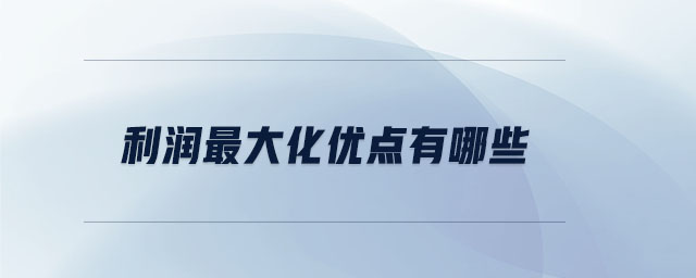 利潤(rùn)最大化優(yōu)點(diǎn)有哪些