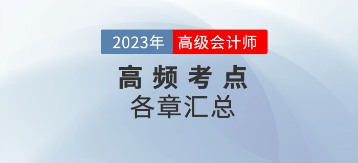  2023年高級(jí)會(huì)計(jì)師《高級(jí)會(huì)計(jì)實(shí)務(wù)》高頻考點(diǎn)匯總