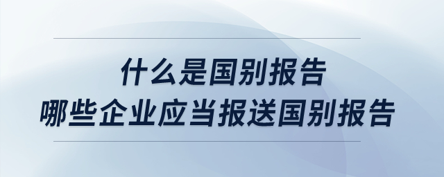 什么是國(guó)別報(bào)告？哪些企業(yè)應(yīng)當(dāng)報(bào)送國(guó)別報(bào)告？