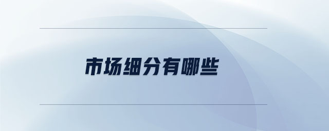 市場細分有哪些 市場細分有哪些
