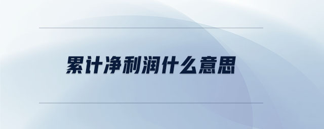 累計凈利潤什么意思 累計凈利潤什么意思