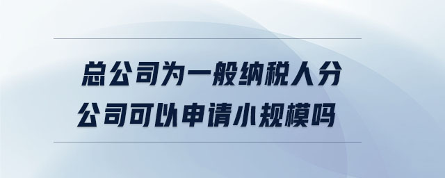 總公司為一般納稅人分公司可以申請小規(guī)模嗎