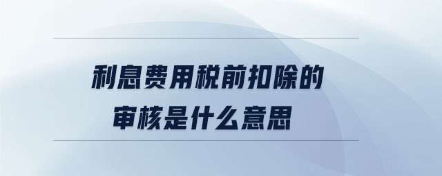 利息費用稅前扣除的審核是什么意思 利息費用稅前扣除的審核是什么意思