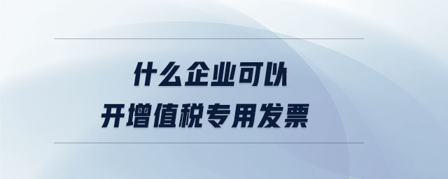 什么企業(yè)可以開增值稅專用發(fā)票
