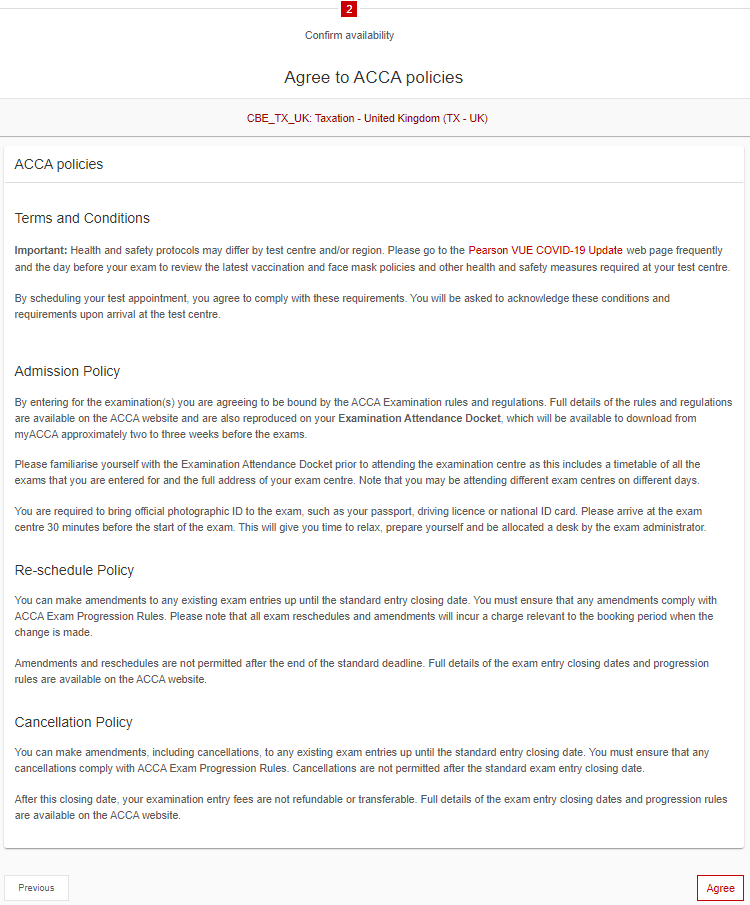 出現(xiàn)閱讀考試相關(guān)規(guī)定頁(yè)面，閱讀完畢后，下拉到頁(yè)面底部點(diǎn)擊“Agree”