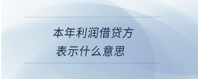 本年利潤借貸方表示什么意思 本年利潤借貸方表示什么意思
